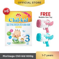 Morinaga Chil-kid 6 boxes x 600g (free 1 Bubble Gun Toy)
