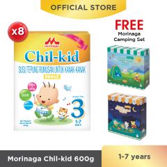 Morinaga Chil-kid 8 boxes x 600g (free 1 Morinaga Camping Set)