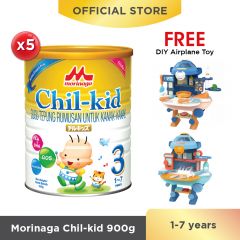 Morinaga Chil-kid 5 tins x 900g (free 1 DIY Airplane Toy)