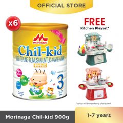 Morinaga Chil-kid 6 tins x 900g (free 1 Kitchen Playset)