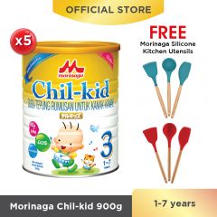 Morinaga Chil-kid 5 tins x 900g (free 1 Morinaga Silicone Kitchen Utensils)