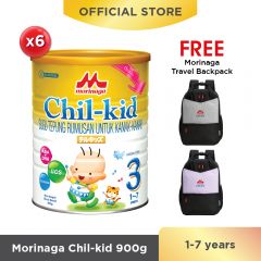 Morinaga Chil-kid 6 tins x 900g (Free 1 Travel Backpack)