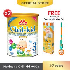 Morinaga Chil-kid 5 tins x 900g (free 1 Morinaga Treasure Hunter Set)