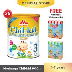 Morinaga Chil-kid 5 tins x 900g (free 1 Morinaga Watergun Set)