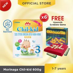 Morinaga Chil-kid (no sucrose) 6 boxes x 600g (Free 1 Upwords Scrabble Game)